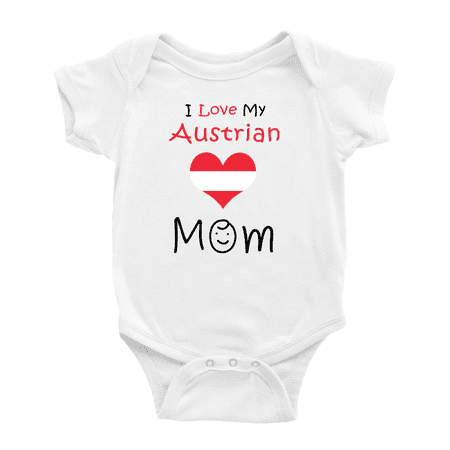 

I Love My Austrian Mom Baby Romper Bodysuit For Boy Girl (White 6-12 Months)