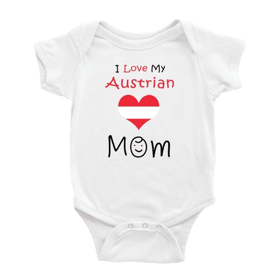 I Love My Austrian Mom Baby Romper Bodysuit For Boy Girl (White, 6-12 Months)