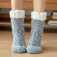 thumbnail image 3 of Mictong women's anti slip slippers socks, plush lined fleece home socks, with added fleece lamb wool home warm socks, warm, soft and comfortable in winter, Gray, 1 pair, 3 of 4