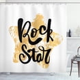 thumbnail image 1 of Classic Rock Shower Curtain, Rock Star Quote Calligraphy on Weathered Star Symbol Backdrop, Fabric Bathroom Set with Hooks, 69W X 70L Inches, Sand Brown Black White, by Ambesonne, 1 of 3