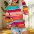 thumbnail image 2 of JSheng Sweatshirt Top for Women Fashion Color Striped Round Neck Long Sleeves Casual Pockets Pullover Tops, 2 of 5