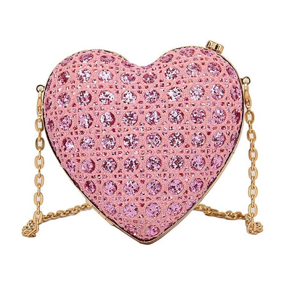 StyleSack Heart-Shaped Sequin Crossbody Bag for Women, Retro Chain Handheld Evening Purse - Trendy Casual Daily Square Shoulder Bag