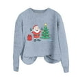 thumbnail image 4 of Ugly Christmas Sweaters Women, Long Sleeve Cute Xmas Themed Pattern Crewneck Pullover Knitted Holiday Top (L, Blue 03), 4 of 4