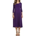 thumbnail image 1 of Nlife Robe Midi Évasée à Manches 3/4 et Col Rond pour Femmes, 1 of 4