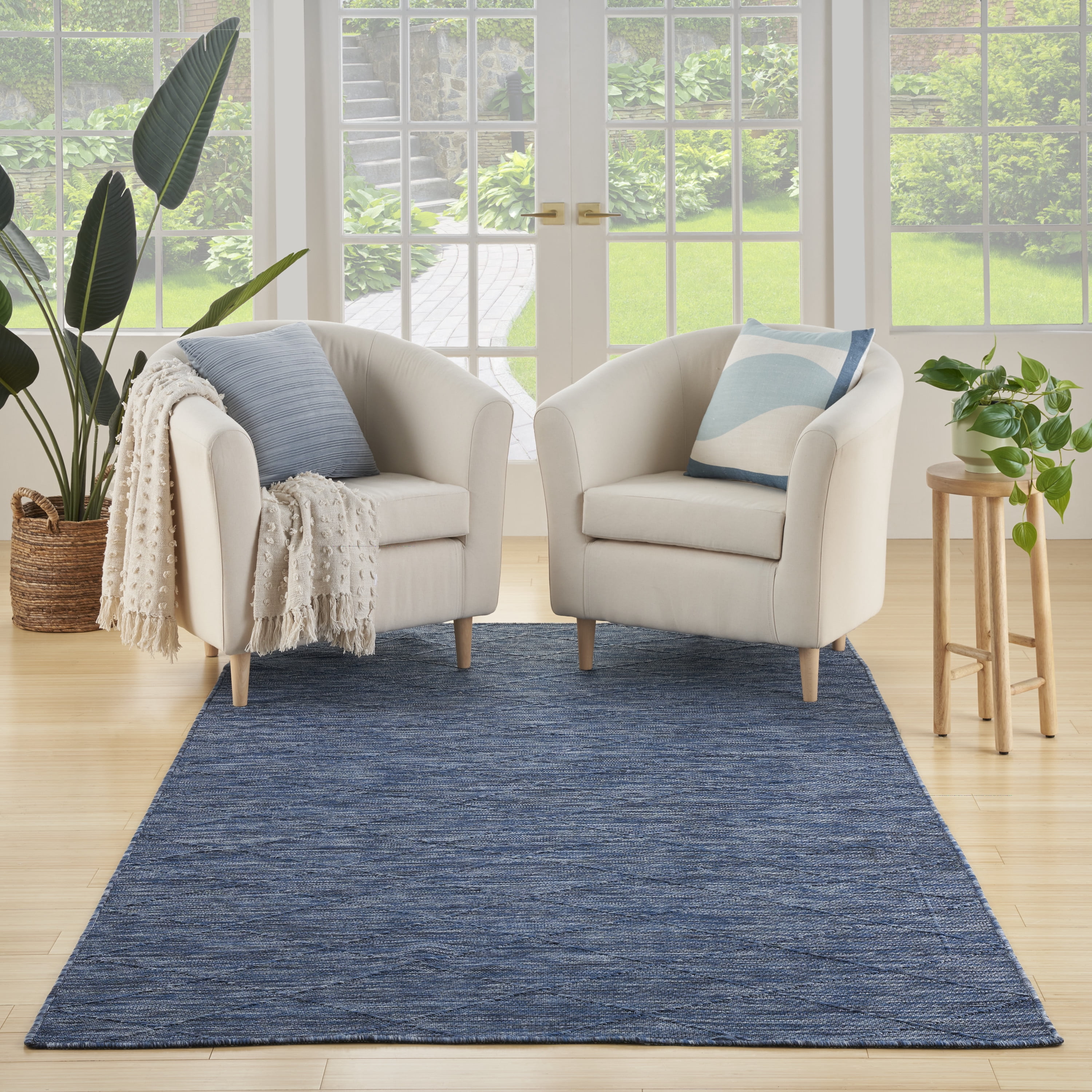 Nourison Practical Solutions Indoor/Outdoor Navy Blue 6' x 9' Area Rug (6x9)