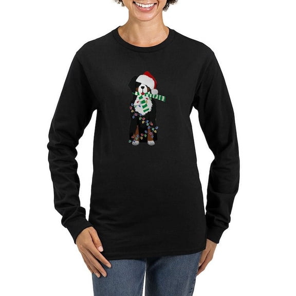 CafePress - Christmas Bernese Mt Holiday Dog Long Sleeve T Shi - Women's Long Sleeve Graphic Tee Casual Fit