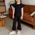 thumbnail image 2 of BLTIBY Toddler Girls 2 Piece Outfits Cute Fashion Ruffle Sleeve Tank Top and Flare Pants Sets Black 2-3 Years, 2 of 5