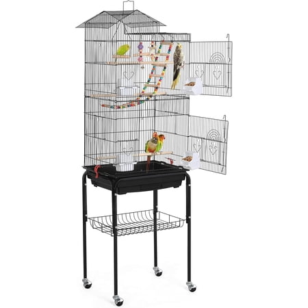 WSWJY 62.4inch Standing Large Bird Cage with Rolling Stand for Budgies Cockatiels Parakeets Lovebirds Small Birds