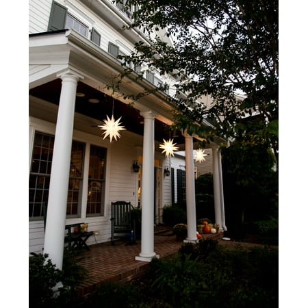 21 Classic White Moravian Star Perfect Illuminated Hanging Light For Indoor Outdoor Decorations And Porch Com 21 Classic White Moravian Star, Moravian Star Outdoor Light