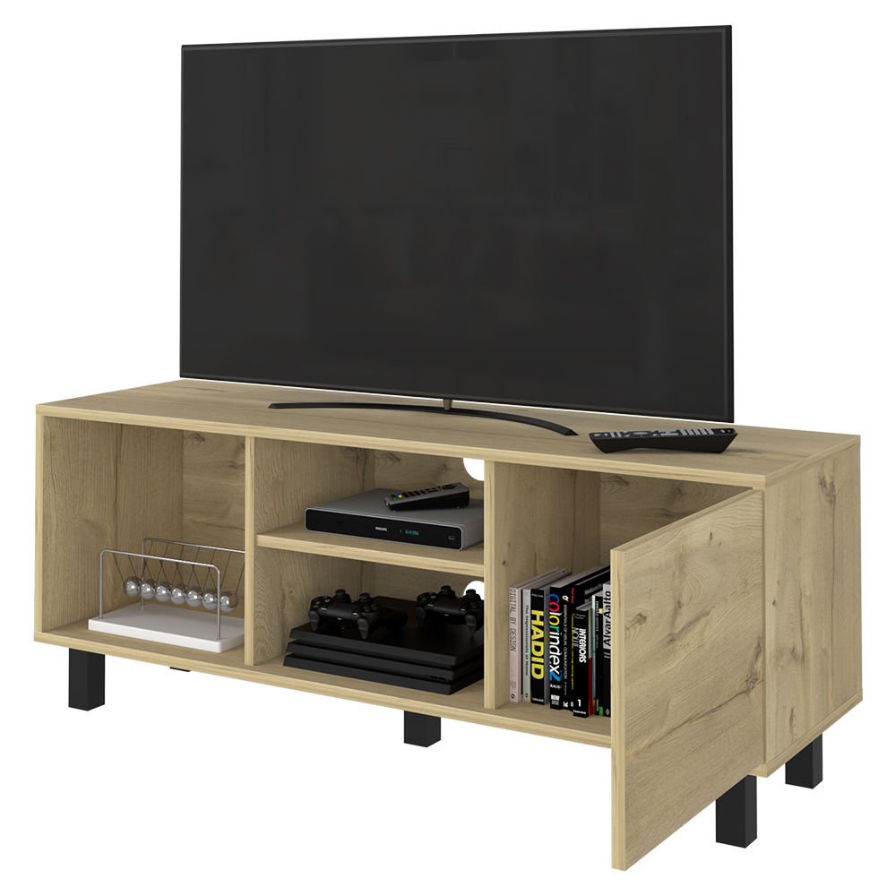Aukfa TV Stand for TVs Up to 55", Wood TV Storage Cabinet with Door, Brown