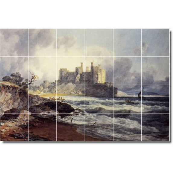 Ceramic Tile Mural-Joseph Turner Waterfront Painting 300. 72" w x 48" h using (24) 12 x 12 ceramic tiles