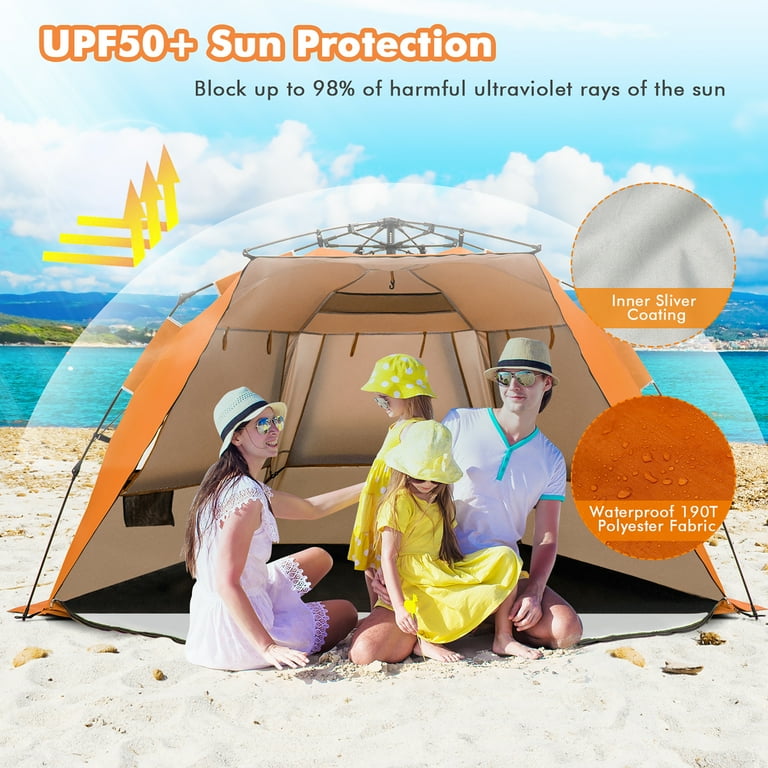 COSTWAY 3 x 3 m pop-up paviljoen met muggennet en zandzakken, vouwpaviljoen opvouwbaar, uv-bescherming 50 , tuintent, partytent stabiel, tuinpaviljoen voor tuin, incl. roltas (blauw