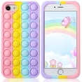 thumbnail image 1 of Pop It Phone Case para iPhone 8 7 6, Stress Reliever Push Pop Bubble Fidget Toys Cover, Cute Funny Soft Silicone Protective Shell para iPhone SE 4.7 pulgadas - Rainbow Adepaton WMCH-275, 1 of 7