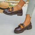 thumbnail image 2 of Xucatan Women's Patent Leather Bow Loafers, Chunky Heel Slip On Shoes with Thick Sole, Round Toe British Style Casual Pumps, Versatile Plus Size Design for Spring Summer Daily Gift, 2 of 9