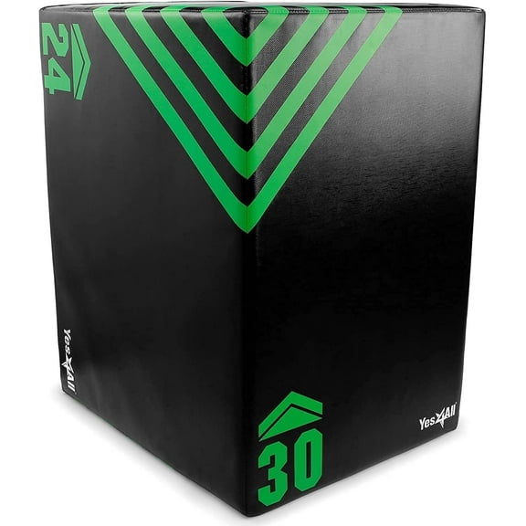 Yes4All 3-in-1 Foam Plyometric Box for HIIT Workout, 15 lbs Weight, 30" 24" 20", Green