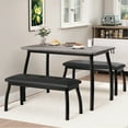 thumbnail image 5 of Accreate Dining Table for 4, 3 Piece Kitchen Table Set with 2 Upholstered Benches, Space Saving Dining Room Table, Rustic Breakfast Nook Furniture for Small Spaces, Apartments, Studio, Easy Assembly, 5 of 8