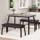 thumbnail image 5 of Yeshouse Mesa de comedor para 4 personas con 2 bancos tapizados, juego de 3 piezas que ahorra espacio, ideal para cocinas, apartamentos y estudios, fácil de montar, 5 of 8