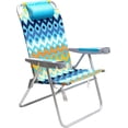 thumbnail image 1 of Chaise de Plage Pliante à 5 Positions, Inclinable et Réglable, Dossier Haut, Appui-Tête, Aluminium, Chaises Longues Portatives pour Adultes, Extérieur (Vague Océanique), 1 of 8