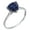 Created-Sapphire, variant on 10k White Solid Gold Trillion Created Ruby and Natural Diamond Birthstone Engagement Ring