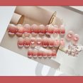 thumbnail image 3 of Press On Nails HUOGUO Midi Pink con diseño de corazón y melocotón en 3D, 3 of 5