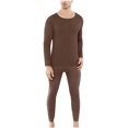 thumbnail image 3 of Elainilye Fashion Pajamas for Men Winter Warm 2 Piece Pajamas Suit Double-sided Non Marking Brushed Seamless Wear-resistant Pajama Set,Brown, 3 of 8