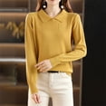 thumbnail image 6 of Comdrip Womens Knit Sweater, Warm Sweaters for Women V Neck Classic Soft Pullover Sweater Loose Casual Long Sleeve 2025 Fall Winter Work Sweaters for Women office Yellow 2XL, 6 of 9