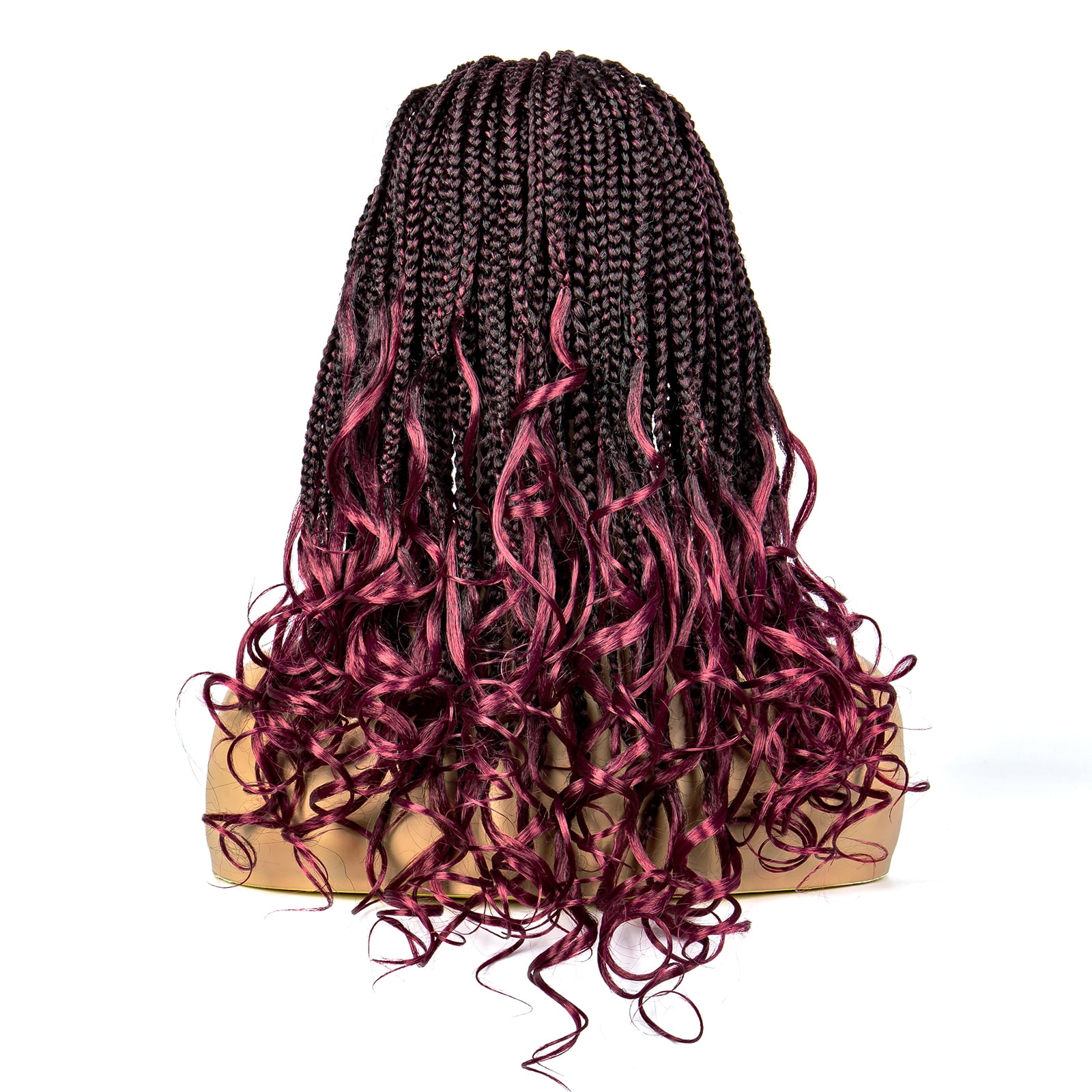 Braided Wigs for Black Women Synthetic Lace Front Wigs Square Knotless Box Braided Wigs Lightweight Cornrow Braid Braiding Hair Wigs 18 inches (1B/BUG Color)