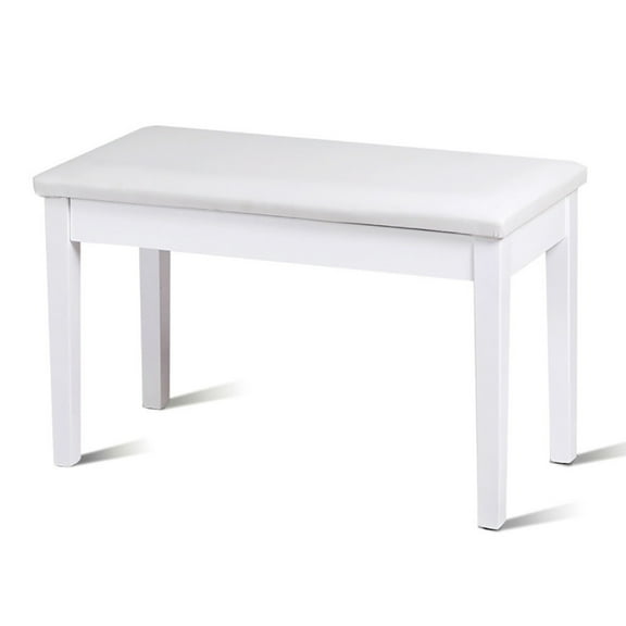 Barara King Solid Wood PU Leather Padded Piano Bench Keyboard Seat-White