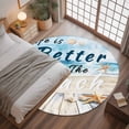 thumbnail image 3 of 3.3ft Round Rug, Summer Coastal Beach Non-Skid Rubber Backing Large Area Rugs - Living Room Bedroom Home Office, Ocean Wave Starfish Shell Indoor Floor Mat Carpets Washable Rug, 3 of 9