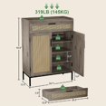 thumbnail image 2 of Toytexx Armoire de Rangement Grise avec Portes en Rotin, Tiroir et Tablettes Ajustables pour Entrée, 2 of 5