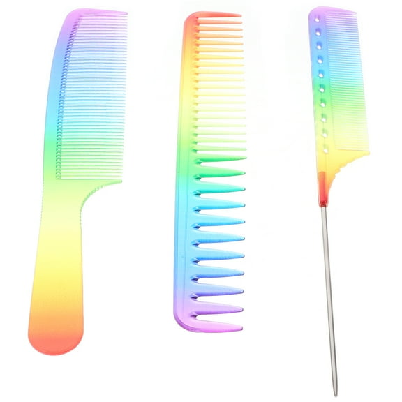 Comb Pointy-tail Salon Styling Resin Hair Brush for Toddler Girls Women's Tooth 3 Pcs