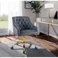 thumbnail image 3 of Meridian Furniture Arden Swivel Adjustable Gray Velvet and Gold Office Chair, 3 of 10