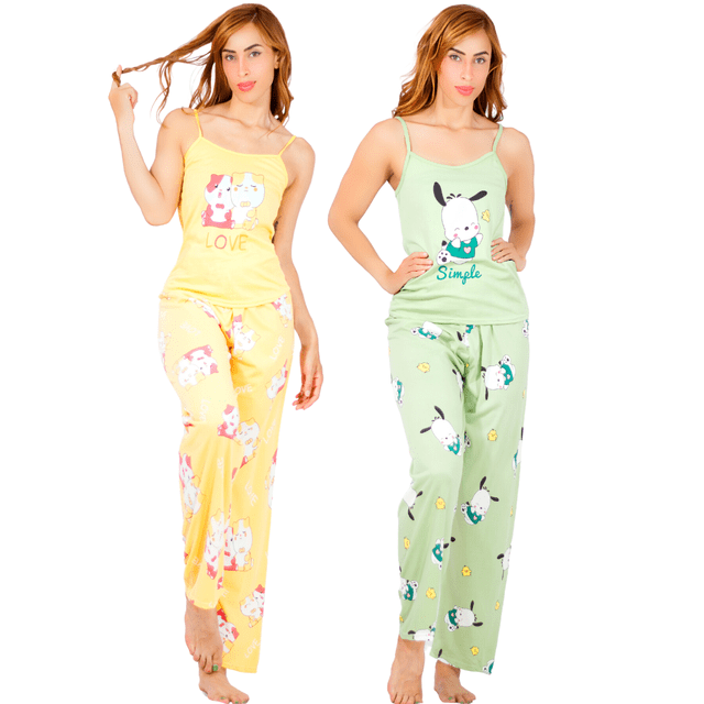 Set De 2 Conjunto Pijama Mujer Blusa Y Pantalón Dama Piyama Pyjama UNITALLA