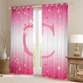 thumbnail image 2 of Feelyou Bow Letter C Blackout Curtains Set of 2 (52x84 Each), Sequin Print Window Curtains, 2 of 6