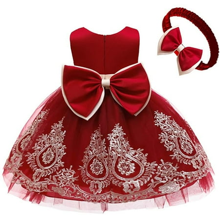 

Toddler Girls Casual Pageant Party Bowknot Dress Headwear Tutu With Gown Lace Dresses