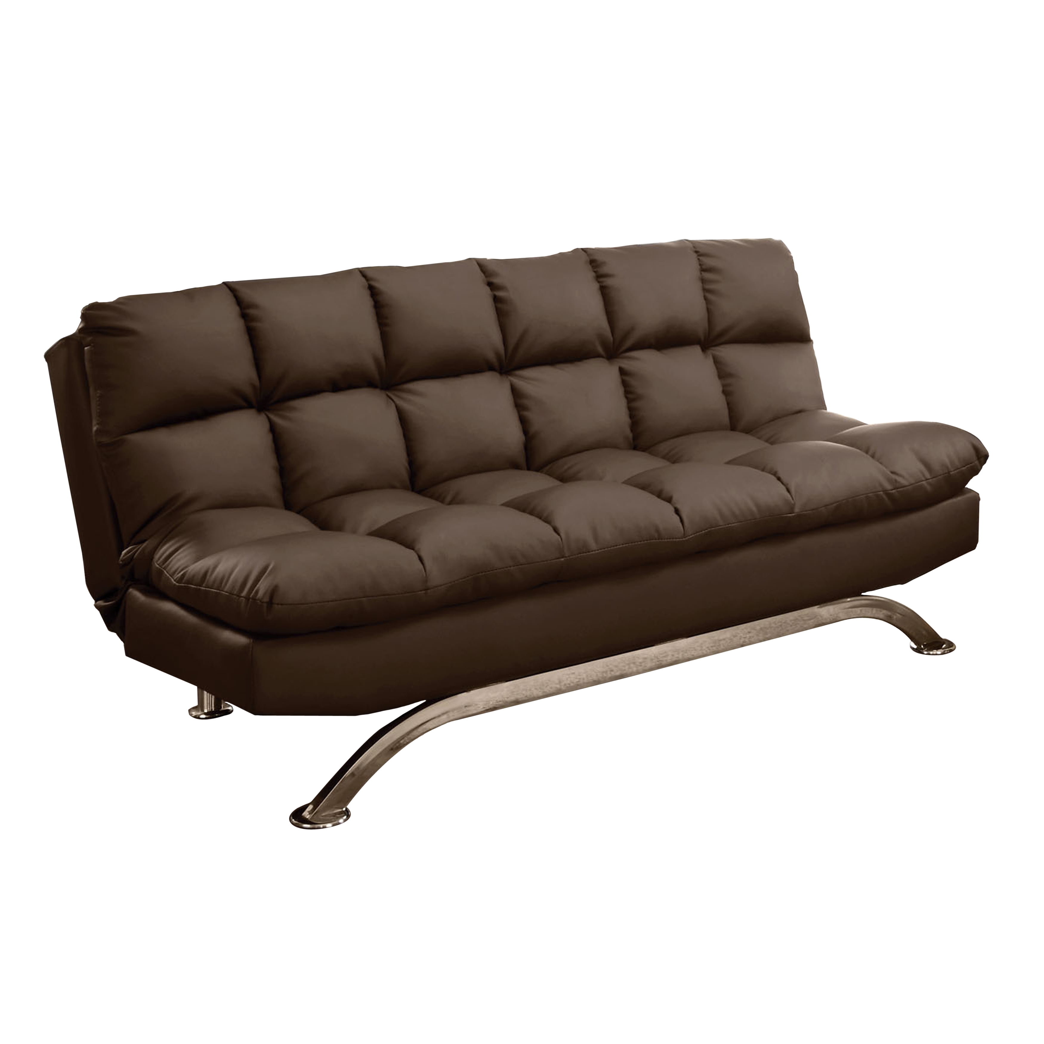 Furniture of America Contemporary Faux Leather Filia Futon Sofa, Dark Brown