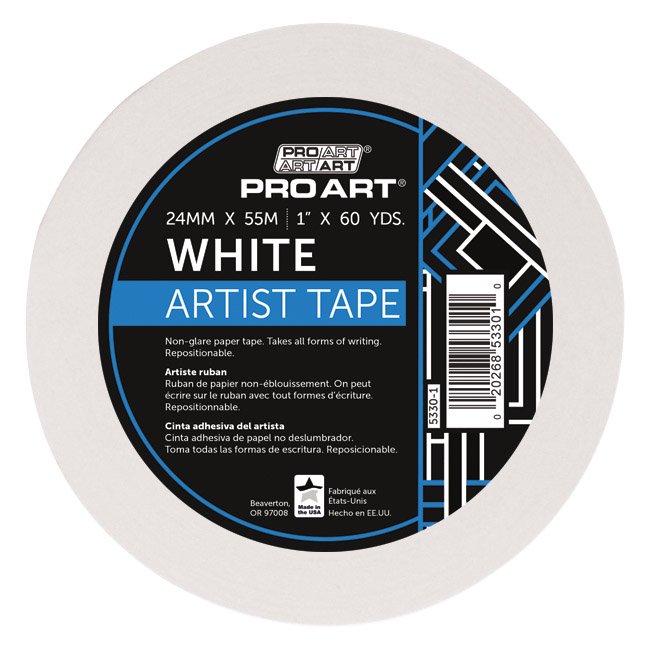 Pro Art White 1" x 60 yards Artist Tape Roll