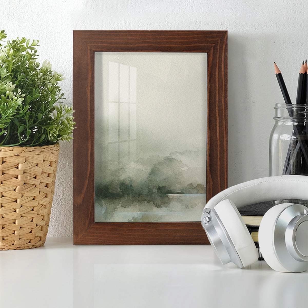 Heavy Fog I - Framed Print w/glass - Chestnut