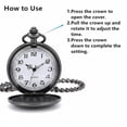 thumbnail image 3 of Minzimin Smooth Vintage Pocket Watch with Chain, Arabic Numerals Scale Mens Father‘s Day, 3 of 7