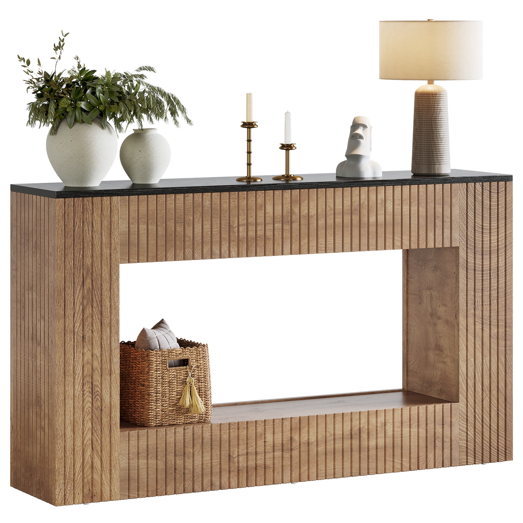 Tribesigns Modern Console Table, 55-Inch Wood Entryway Table with Storage, Narrow Long Sofa Table Behind Couch Table for Living Room, Foyer, Hallway, Black