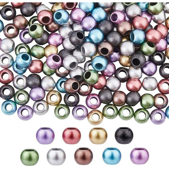 300Pcs Metallic Acrylic Large Hole Beads 12mm Rondelle Mix European Style Beads with 6mm Hole Loose Beads Bulk for Bracelets Necklace Jewelry Making DIY Crafts DIY