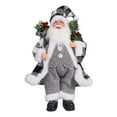 thumbnail image 3 of Figurine de Père Noël Debout sur une Grille d'Eau avec Épinette Vert et Baies Rouges pour l'Hiver, 3 of 5