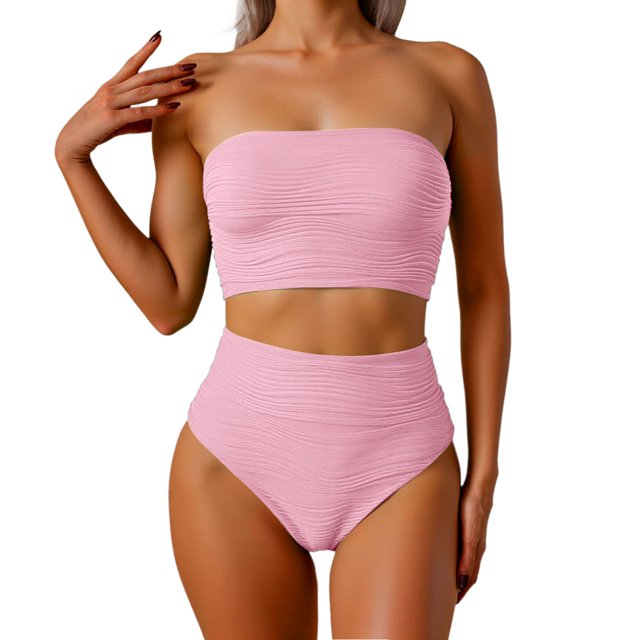 Riforla Womens Swimsuits Tankini Swimwear Set for Beach with Removable Straps and Pattern Design Two Piece Comfortable Bathing Suits for Women Pink XXL