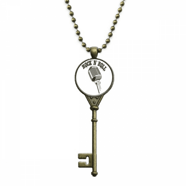 Micrófono ilustrar música simple patrón Llavero Collar Colgante Bandeja Cadena Embellecida Unbranded M