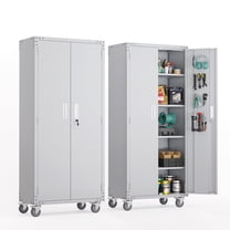 XgoodX 31.5"L x 16.5"W x 72"H Metal Storage Cabinet with Pegboards & Locking Doors - Durable Grey Organizer for Tools, Office Supplies, Garage, and More