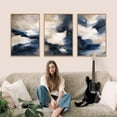 thumbnail image 5 of Blue Abstract Brush Stroke Framed Wall Art, Modern Minimalist Color Block Canvas Wall Decor, Earth Tone Shape Wall Painting, Beige Neutral Art Print for Living Room, Bedroom, Office - 16"x24"x3, 5 of 7