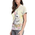 thumbnail image 2 of Nursing Uniforms For Women，Easter Scrub Tops Women Bunny Egg Hunt Print Short Sleeve V Neck Stretchy Holiday Nurse Working Uniform Scrubs Sets，Yellow，XXXXL, 2 of 4