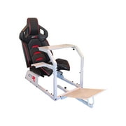 GTA Model Racing Simulator Cockpit White Frame with Black/Red Pista Adjustable Leatherette Racing Seat