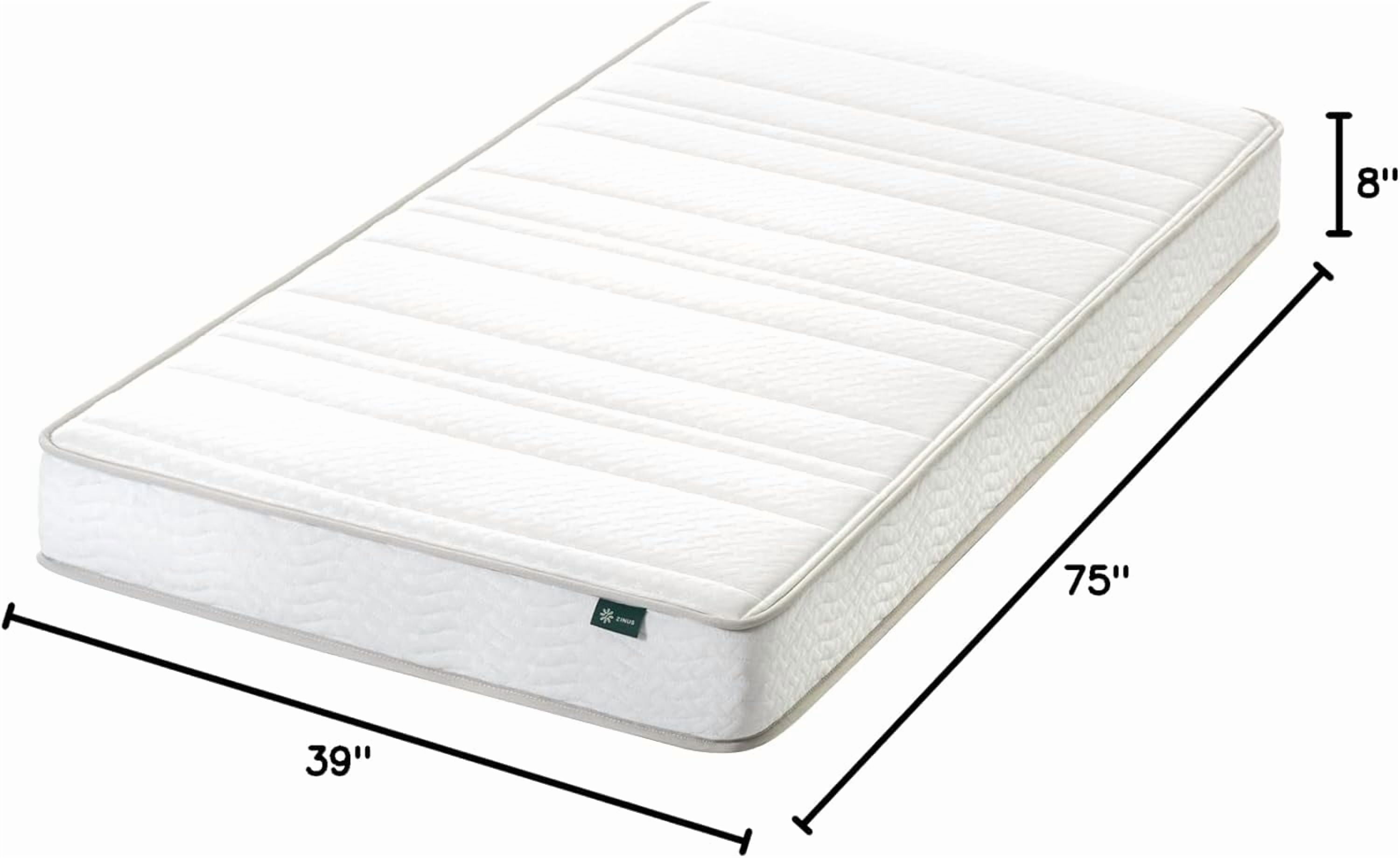 Zinus 8 inch Twin Hybrid Mattress, Medium Firmness, Fiberglass Free, Durable Support, Mattress in a Box