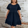 thumbnail image 4 of SMihono Ladies Oversized Boat Neck Dresses for Women Short Sleeve Midi Knee High Plain Summer Fall Dresses 2025 Trendy Y2K Navy XXXL, 4 of 8
